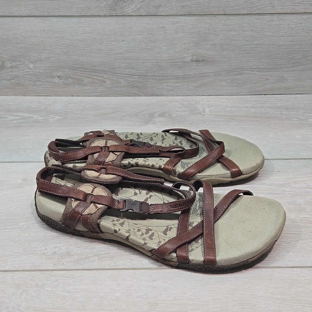 Merrell Women Ankle Leather Strappy Sandals Slide shoes sz 9